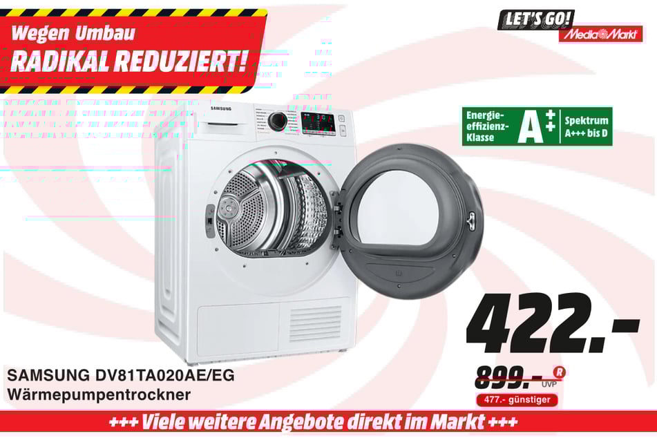 Samsung-Trockner für 422 statt 899 Euro.