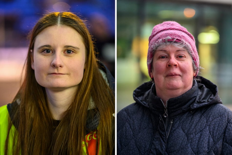 Für Mitarbeiterin Lisa Fischer (26, l.) und Wahl-Chemnitzerin Simona Mann (58) war der Sonntagabend sehr emotional.