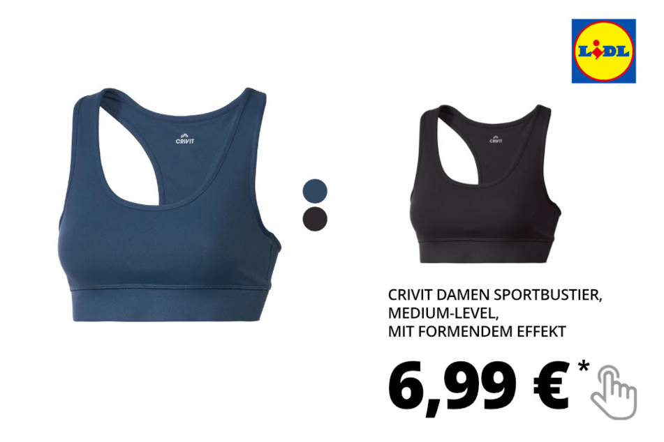 CRIVIT Damen Sportbustier, Medium Level, mit formendem…