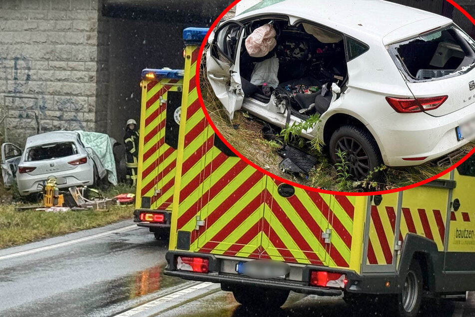 Tödlicher Unfall in Sachsen: Seat-Fahrer kracht gegen Brückenwand
