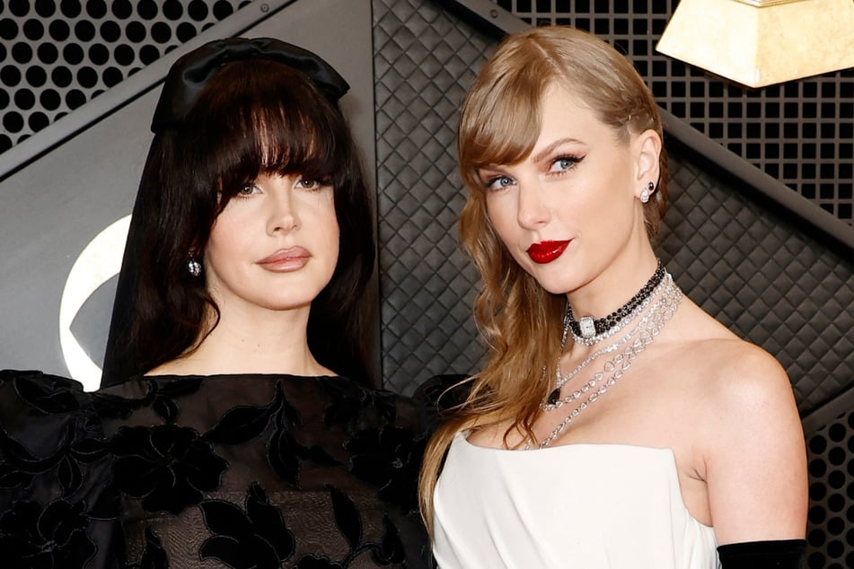 Lana Del Rey (l.) has addressed speculation that she was unhappy with Taylor Swift bringing her onstage after the Karma artist took home Album of the Year.