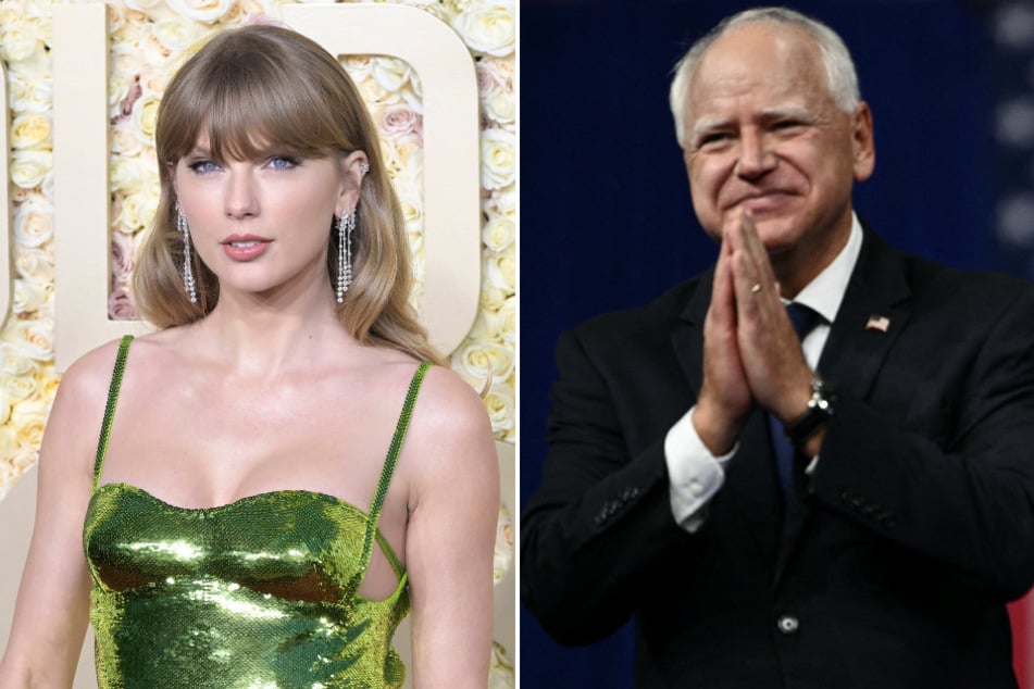 Presidential candidate Kamala Harris's running mate Tim Walz (r.) has been identified as a Swiftie from past posts on social media!