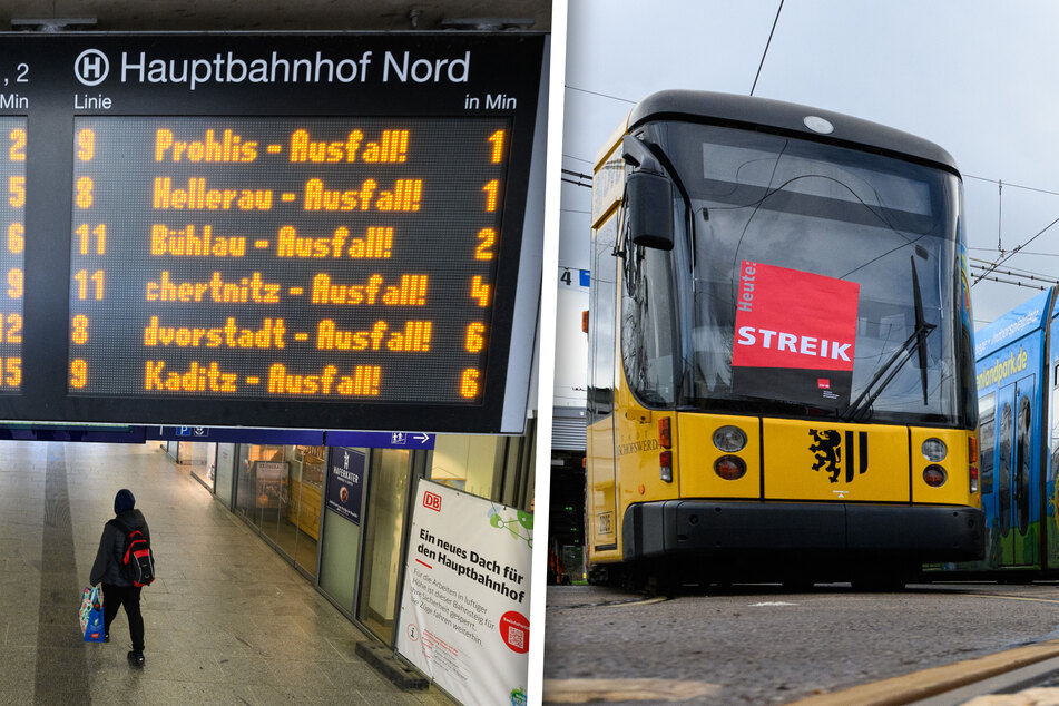 Dresden: Streik in Dresden: Jede Menge Ausfälle, Stillstand am Flughafen und am Hauptbahnhof