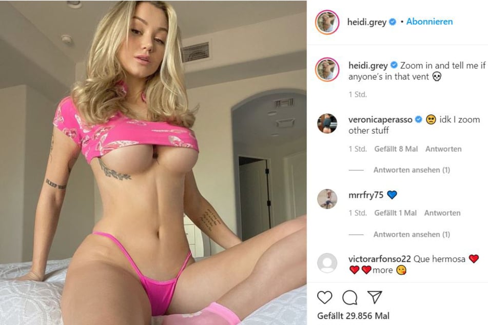 Underboob extrem - sehr zur Freude von Heidi Greys Fans.