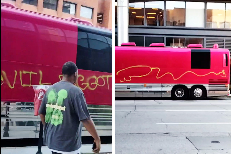 Machine Gun Kelly's tour bus vandalized with giant penis: "You f**king idiot!"