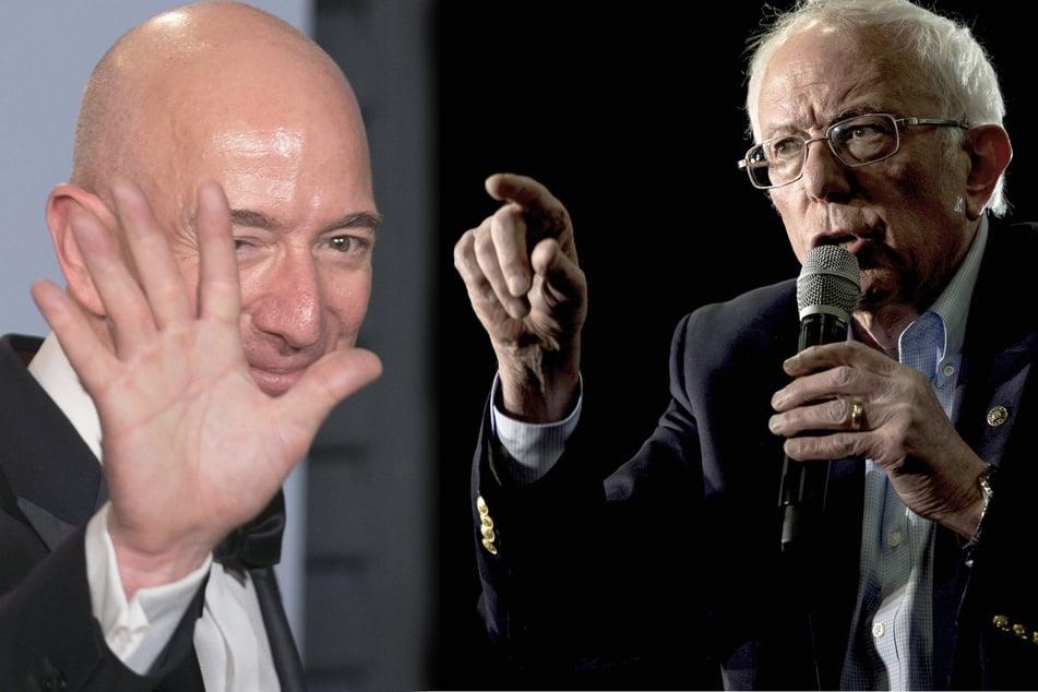 Bernie Sanders (r.) has introduced an amendment to eliminate the additional $10 million from the Endless Frontier Act, which would likely go to Bezos' Blue Origin company.