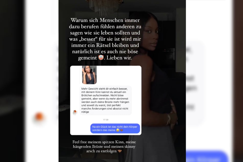 Die 29-Jährige veröffentlichte in einer Story einen äußerst anmaßenden Kommentar von einem Instagram-Nutzer zusammen mit ihren Erwiderungen.