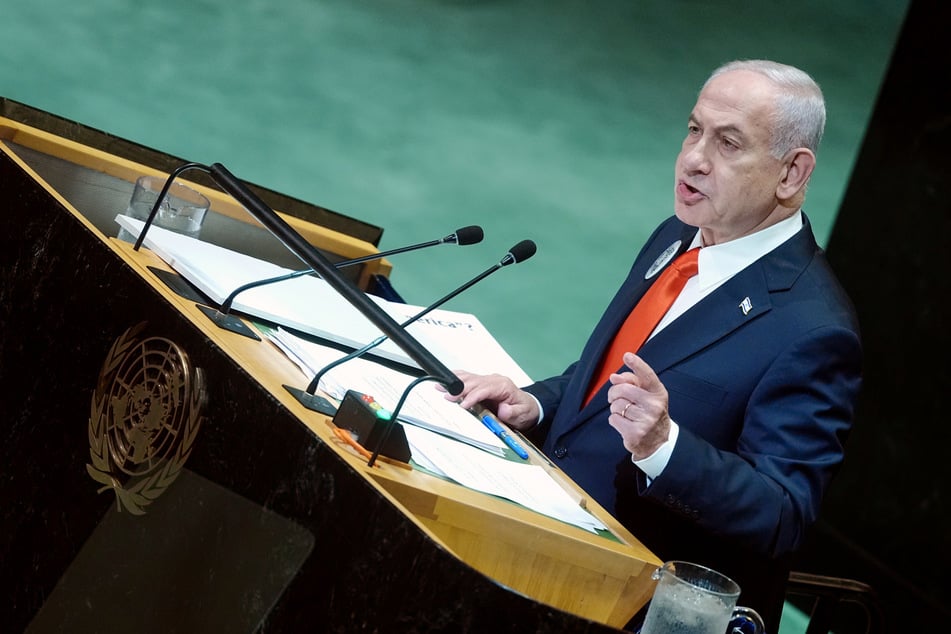 Zu Beginn der Rede des israelischen Ministerpräsidenten Benjamin Netanjahu gibt es Proteste im Sitzungssaal in New York.
