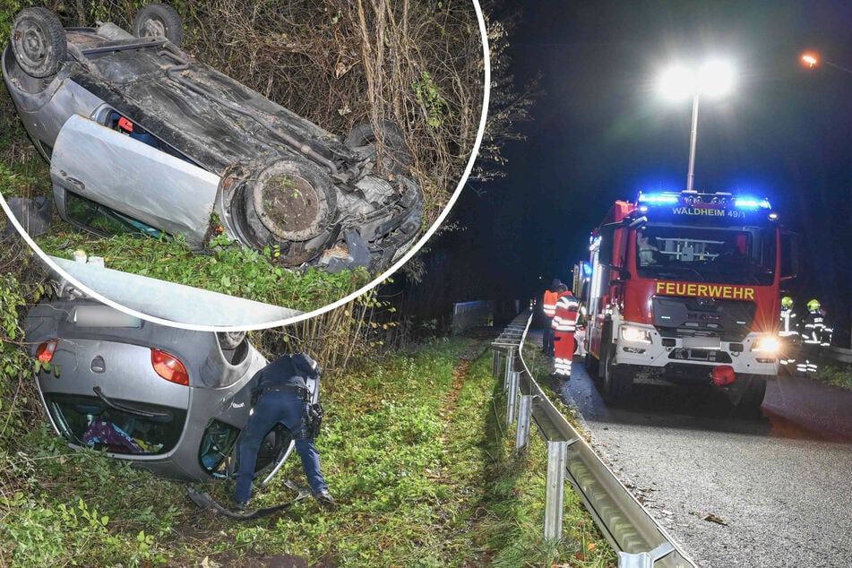 Schwerer Unfall in Mittelsachsen: Auto überschlägt sich