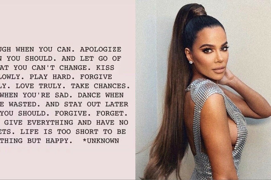 Khloé Kardashian recently shared a series of cryptic messages on her Instagram story (l.).
