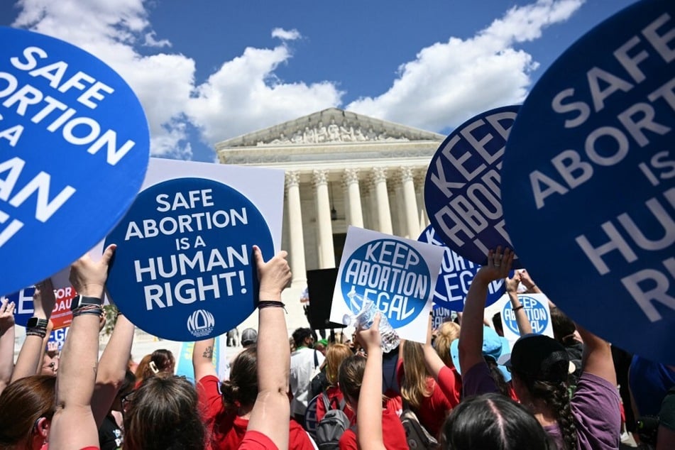 Protestors rally for abortion rights on the second anniversary of the June 2022 Supreme Court decision to overturn Roe v. Wade.