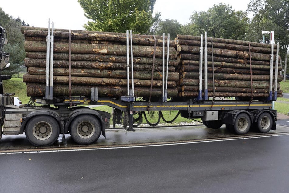 Der erste überladene Holztransport brachte "nur" eine Überladung von 34 Prozent auf die Waage.