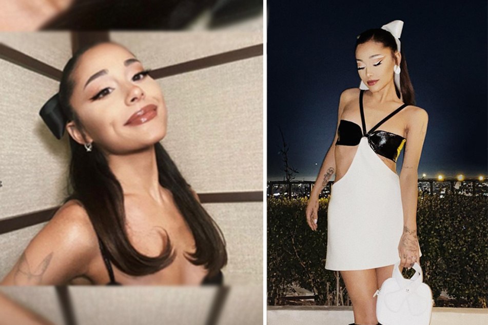 Ariana Grande wore a trippy two-part custom Vera Wang ensemble to her brother's wedding.