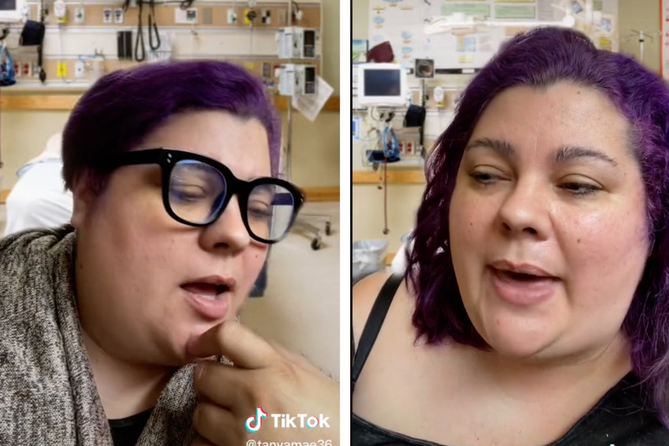 In a video posted on TikTok, the 41-year-old reenacted the awkward yet serious encounter (collage).
