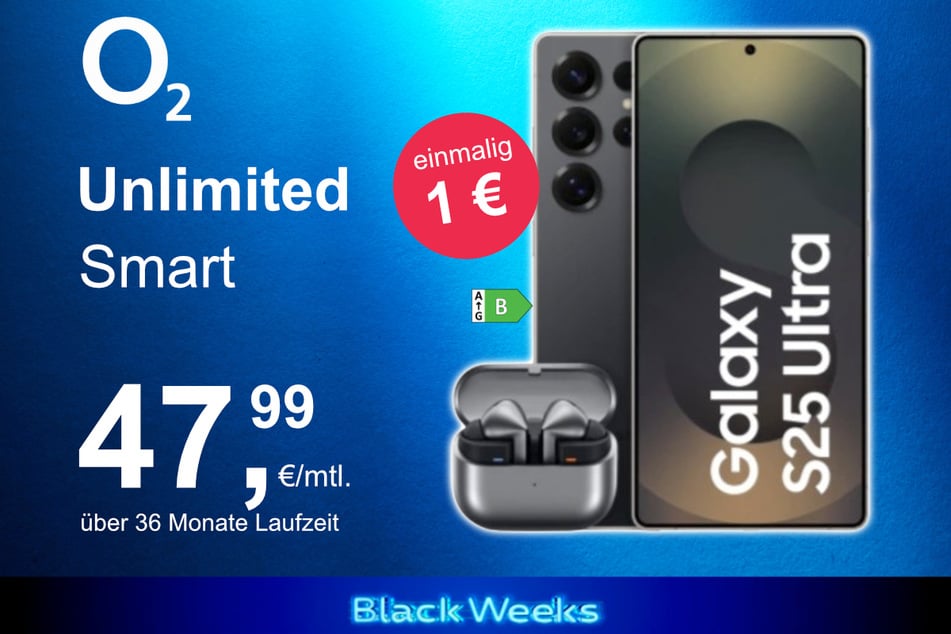 Das Samsung Galaxy S25 Ultra + Buds 3 Pro im o2 Mobile Unlimited Smart für einmalig 1 Euro.