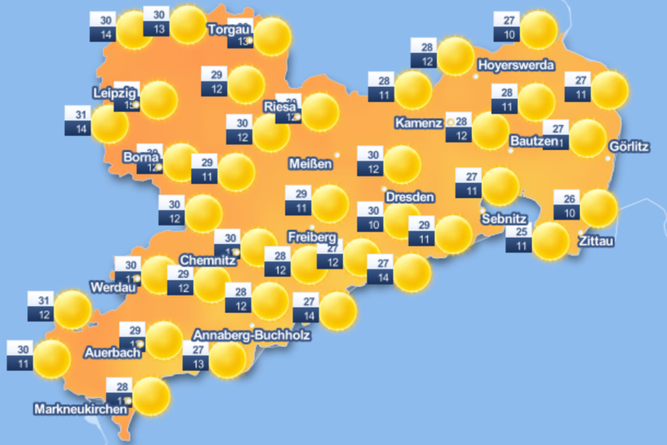 Am Samstag soll es im Freistaat sonnig und heiß werden.