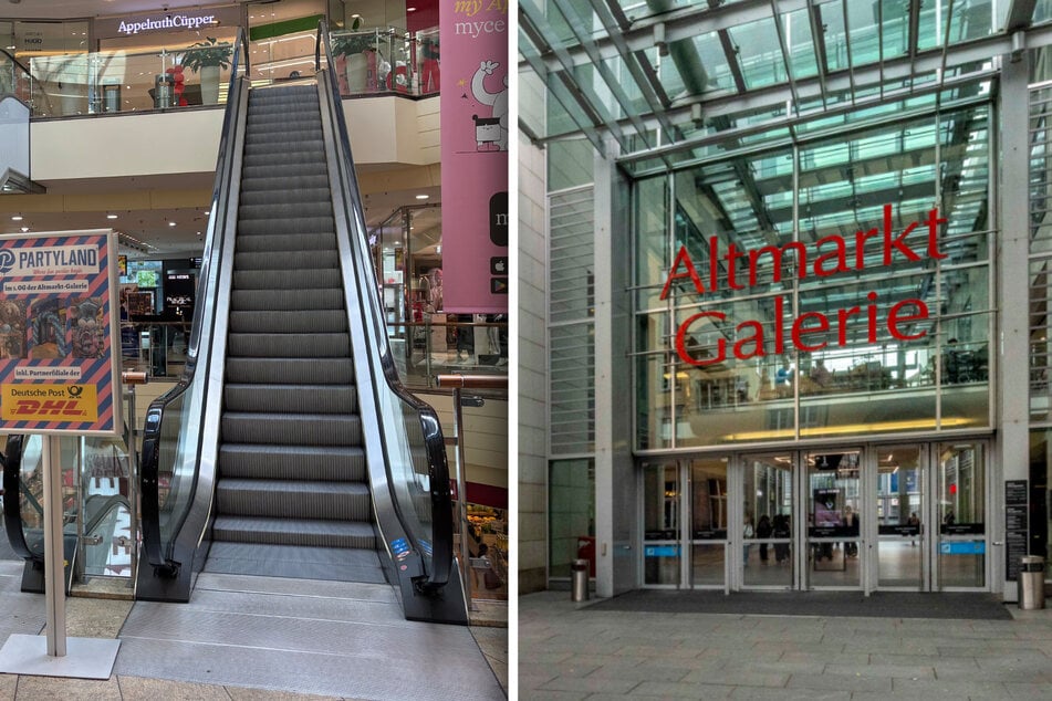In der Altmarkt-Galerie müssen seit mehreren Wochen zwei Rolltreppen wegen eines Defekts stillstehen. (Archivfotos)