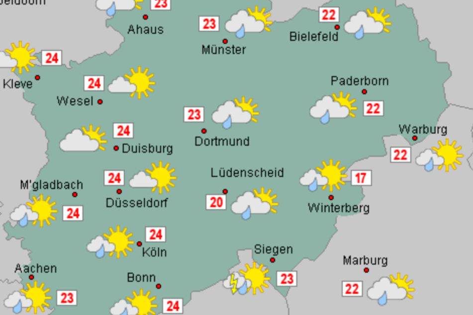 So warm soll es am heutigen Samstag in Nordrhein-Westfalen werden.