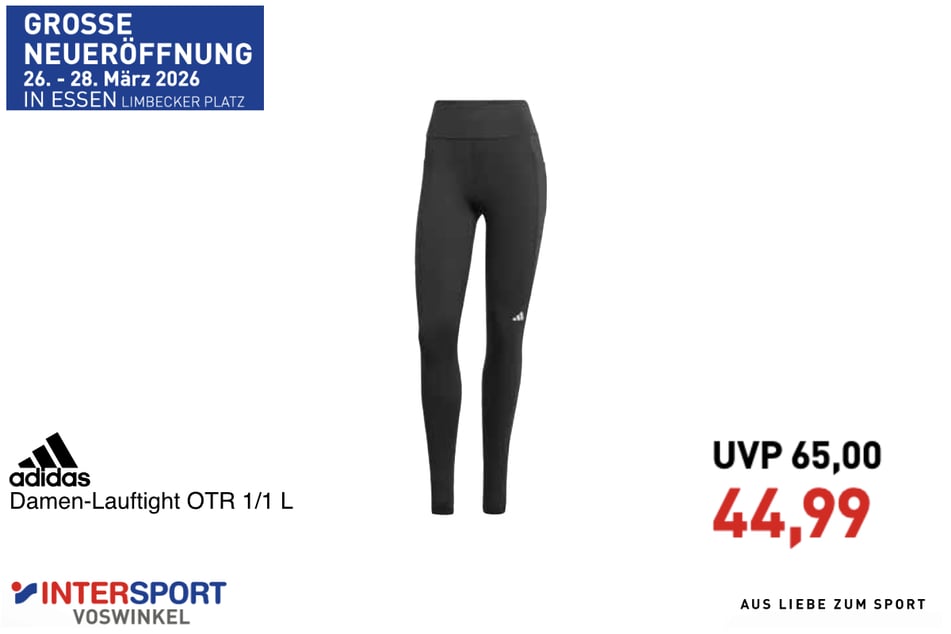 Adidas Damen-Lauftight OTR 1/1 L für 44,99 statt 65 Euro (Damen).
