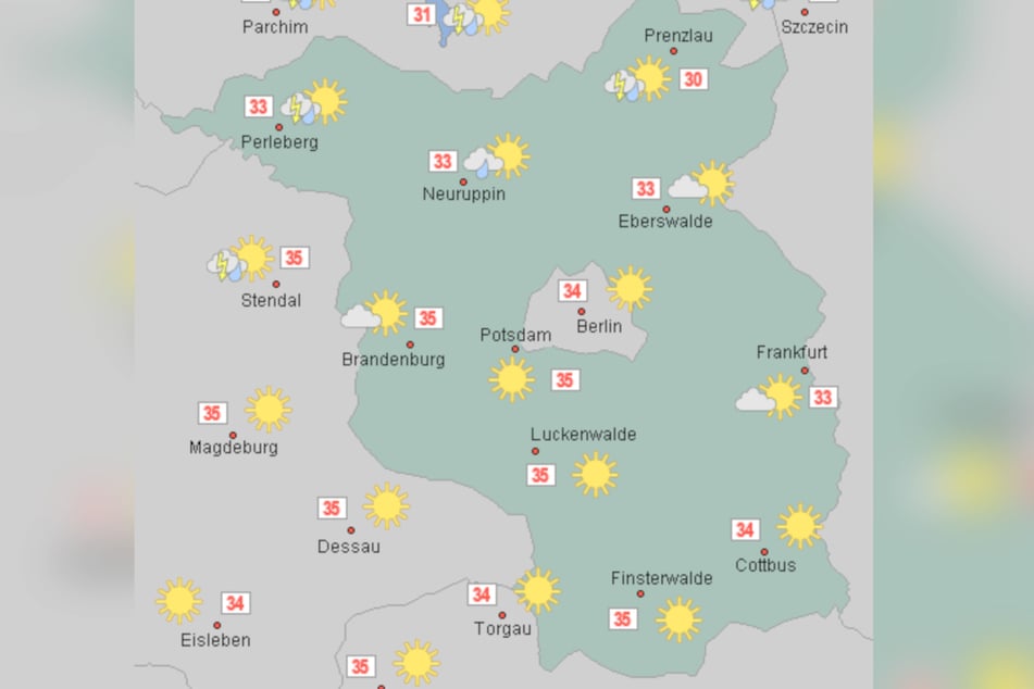 Auf bis zu 35 Grad steigen die Temperaturen am Freitag.