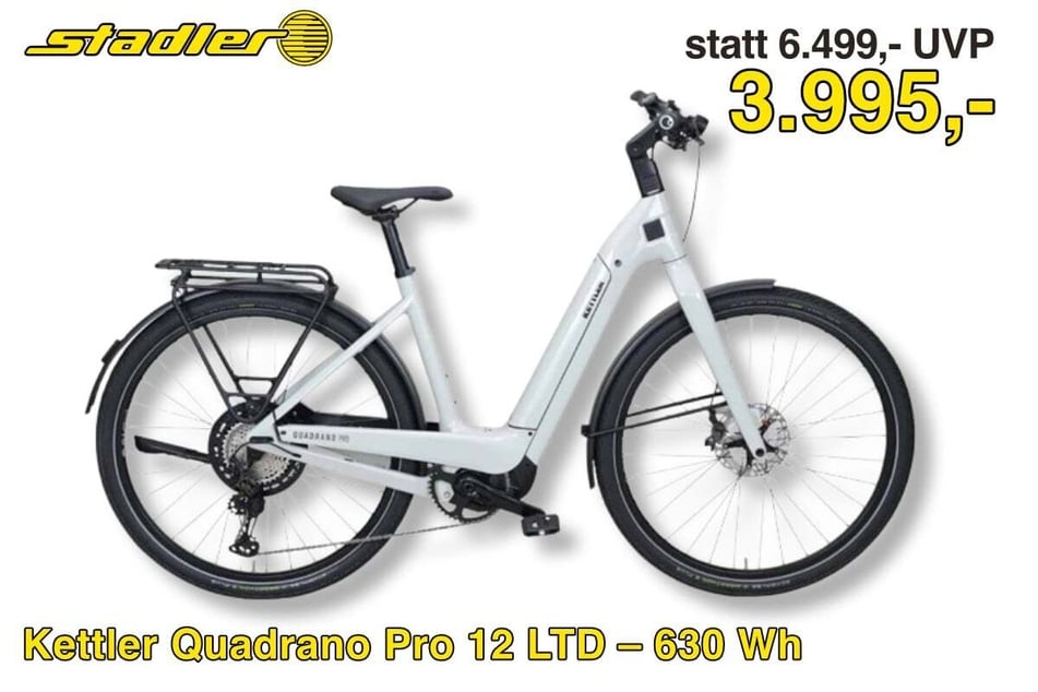 Das Kettler Alu-Rad Quadrano Pro 12 E-Bike
für 3.995 statt 6.499 Euro.