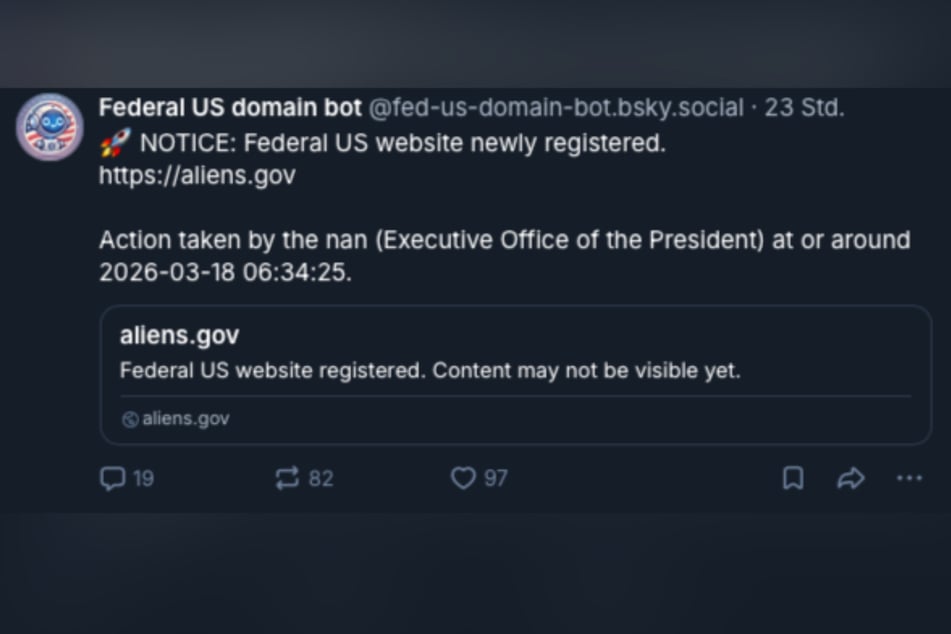 Auch die Website "aliens.gov" wurde offiziell registriert.