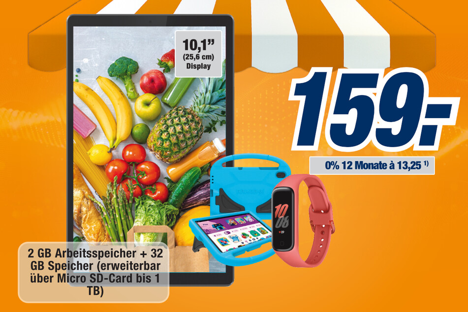 Lenovo Tablet Tab TB-X306F: Inklusive Fitness-Tracker und Kids Bumper.