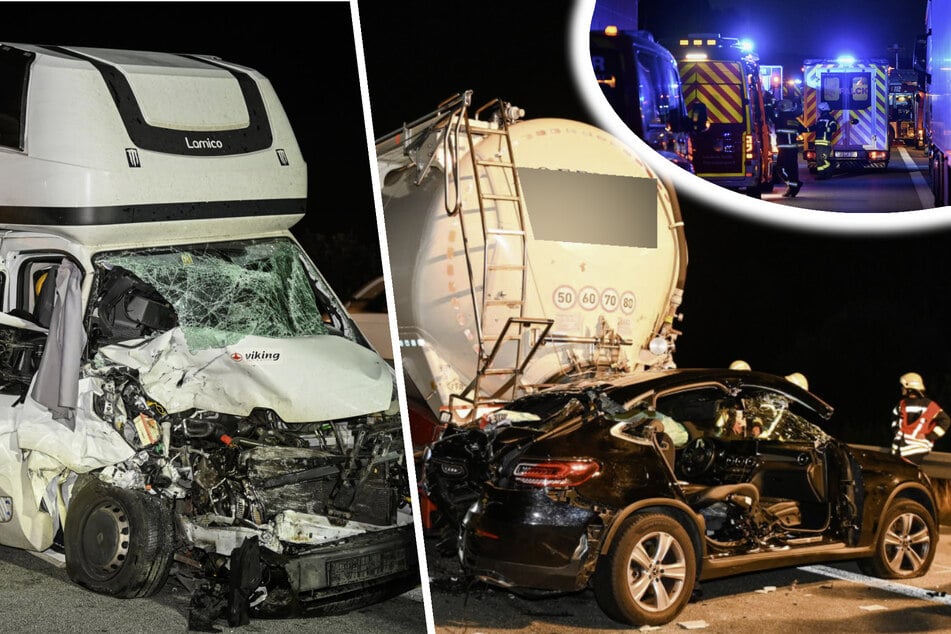 Unfall A4: Schwerer Unfall auf A4: Mercedes kracht am Stauende in zwei Laster!