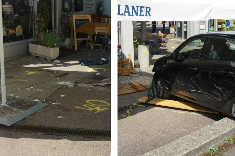 Auto rast in Café: drei Verletzte!