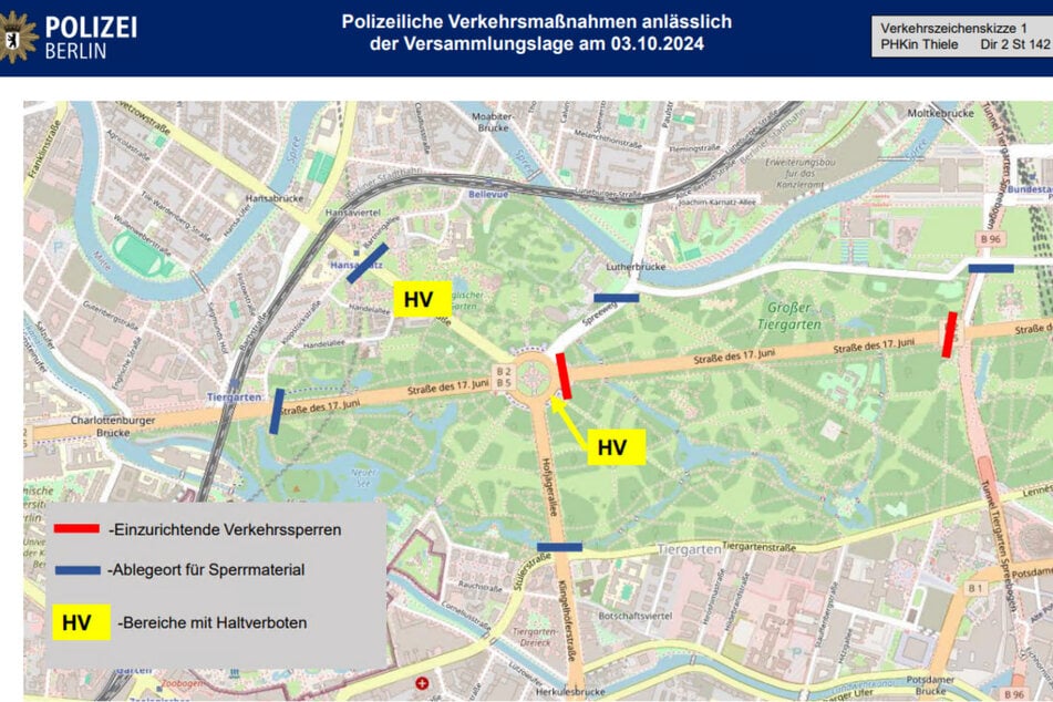 Die Polizei hat eine Übersicht über die Verkehrsmaßnahmen veröffentlicht.