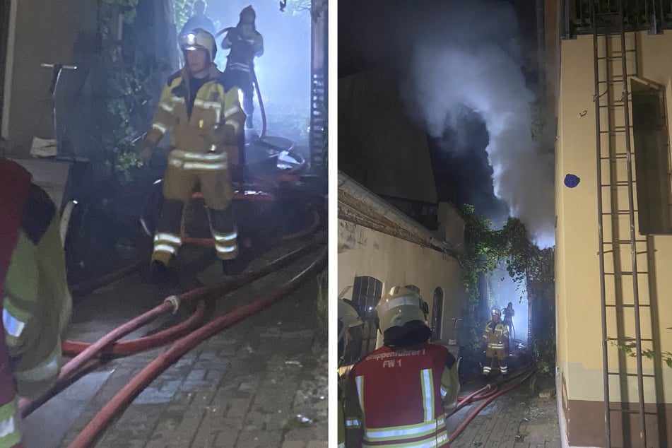 In der Dresdner Neustadt war in einem Hinterhaus ein Feuer ausgebrochen.