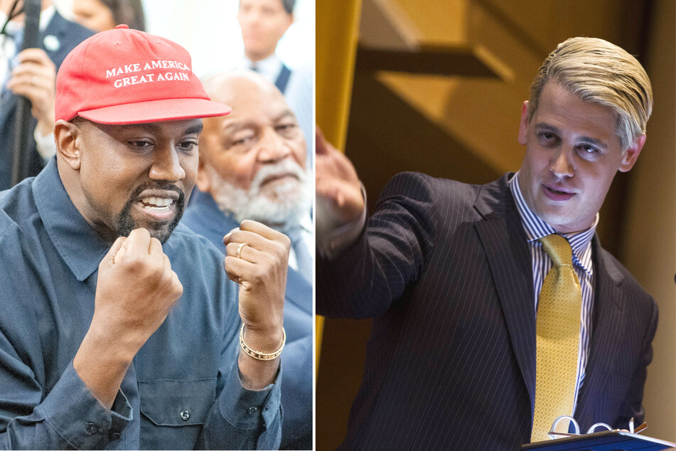 Rapper Kanye West (l) hired far-right commentator Milo Yiannopoulos as the manager for his struggling 2024 presidential campaign.