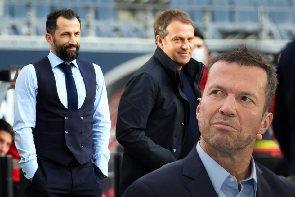 Lothar Matthäus (60, r.) glaubt nicht, dass Bayern-Trainer Hansi Flick (56, M.) und Sportvorstand Hasan Salihamidzic (44, l.) ihren Streit beilegen.