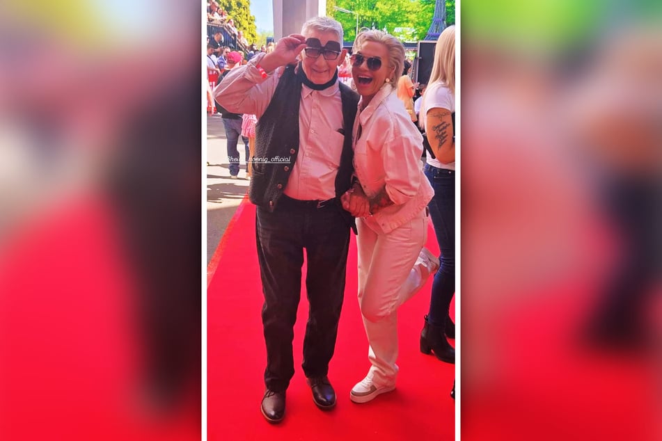 Überglücklich zeigen sich Heinz Hoenig (74) und seine Annika auf dem roten Teppich in Gelsenkirchen.