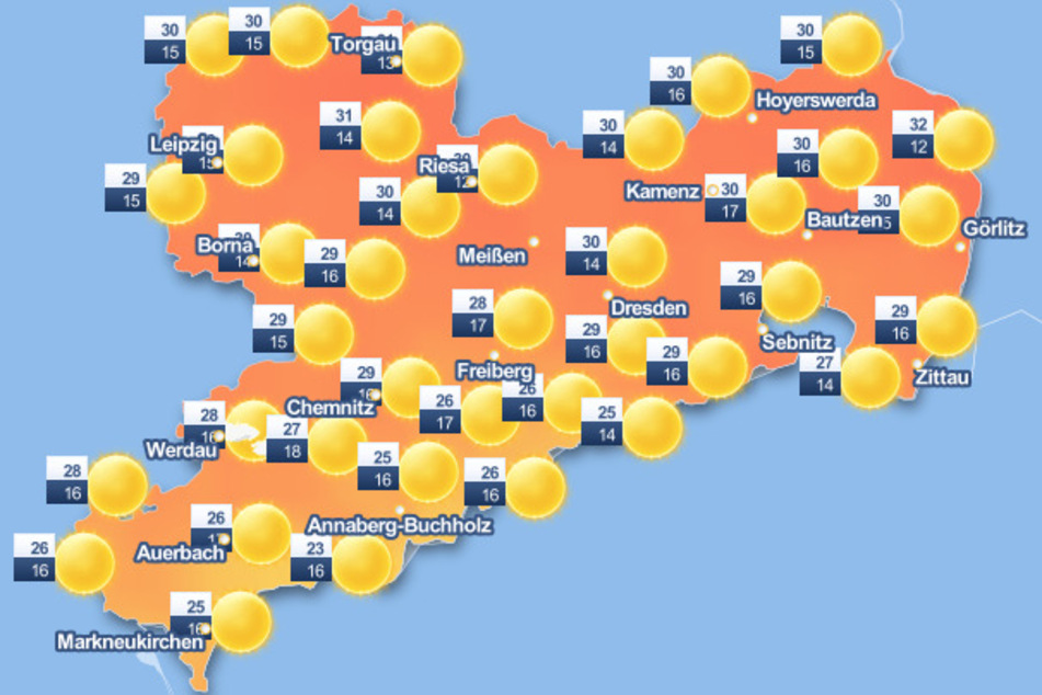 Auch am heutigen Dienstag bleibt es sommerlich mit Temperaturen bis zu 33 Grad.