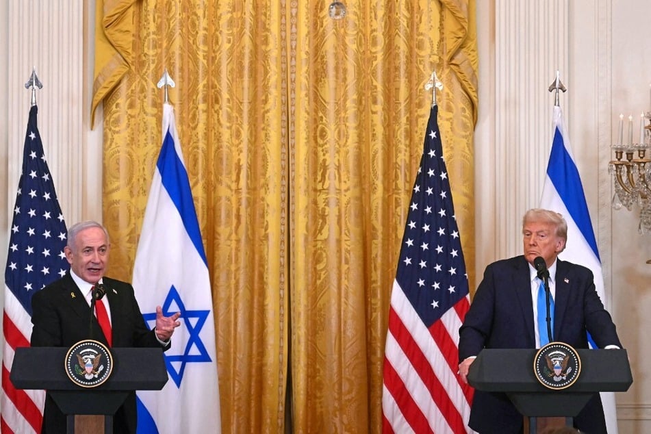 US President Donald Trump (r.) and Israel's Prime Minister Benjamin Netanyahu hold a press conference in the East Room of the White House on February 4, 2025.