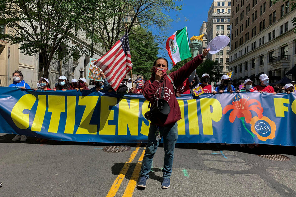 May 1, 2021: immigrant activists and allies protested for citizenship rights in Washington DC on International Workers Day.