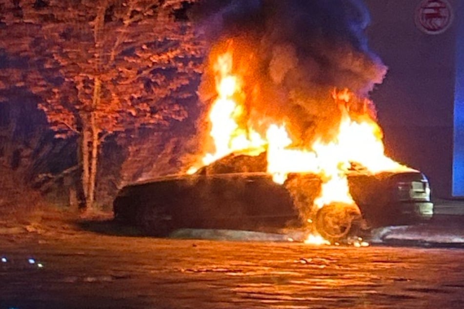Ein Audi brannte in der Nacht auf Sonntag lichterloh. Die Zwickauer Polizei sucht Zeugen.