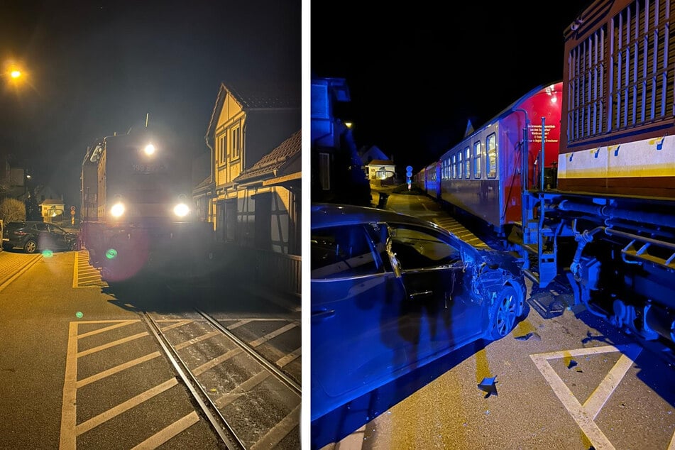 Am Abend war ein Renault im Harz mit der Schmalspurbahn kollidiert.