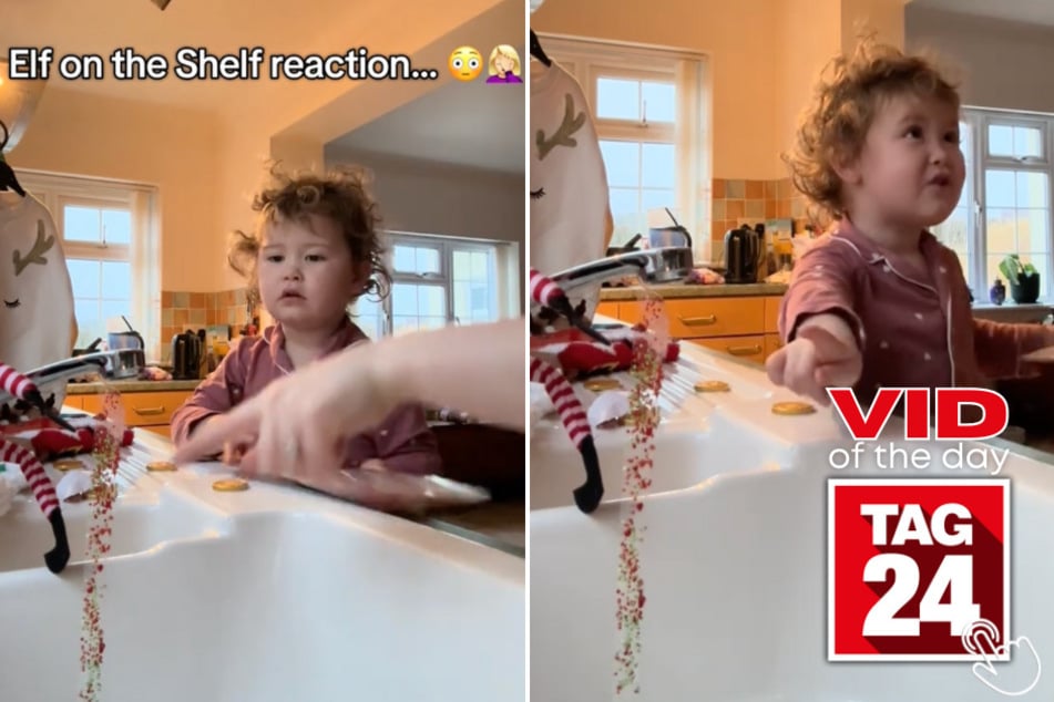 Today's Viral Video of the Day features a little girl's hilarious reaction to a naughty gift left behind from her Elf on the Shelf.