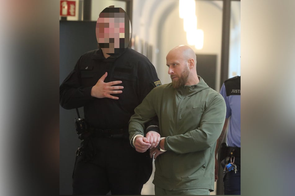 Früher gefeiert, heute hinter Gittern: Marvin Tepper (39) kam in Handschellen zum Prozess ins Landgericht Dresden.