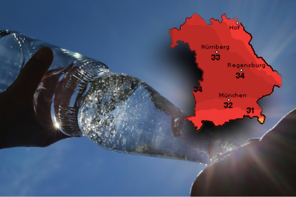 Bei Temperaturen bis 34 Grad, sollte man ausreichend Flüssigkeit zu sich nehmen.