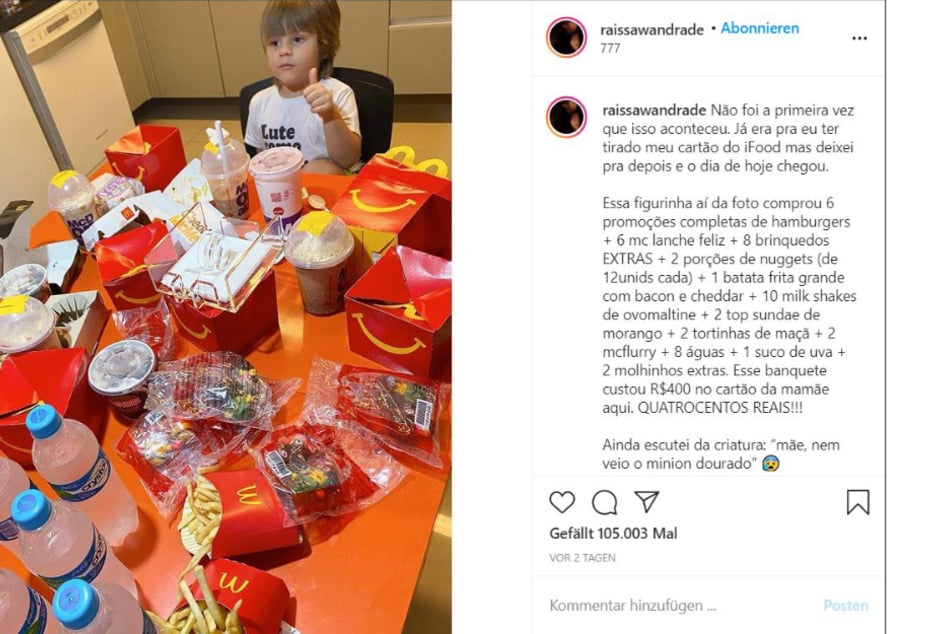 War der kleine Tom mit seiner Bestellung bei McDonald's zufrieden? Nein, der gelbe Minion und ein Apfelkuchen fehlten!