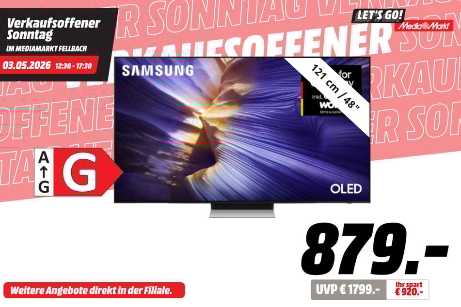 48-Zoll Samsung-Fernseher GQ48S90F
für 879 statt 1.799 Euro.
