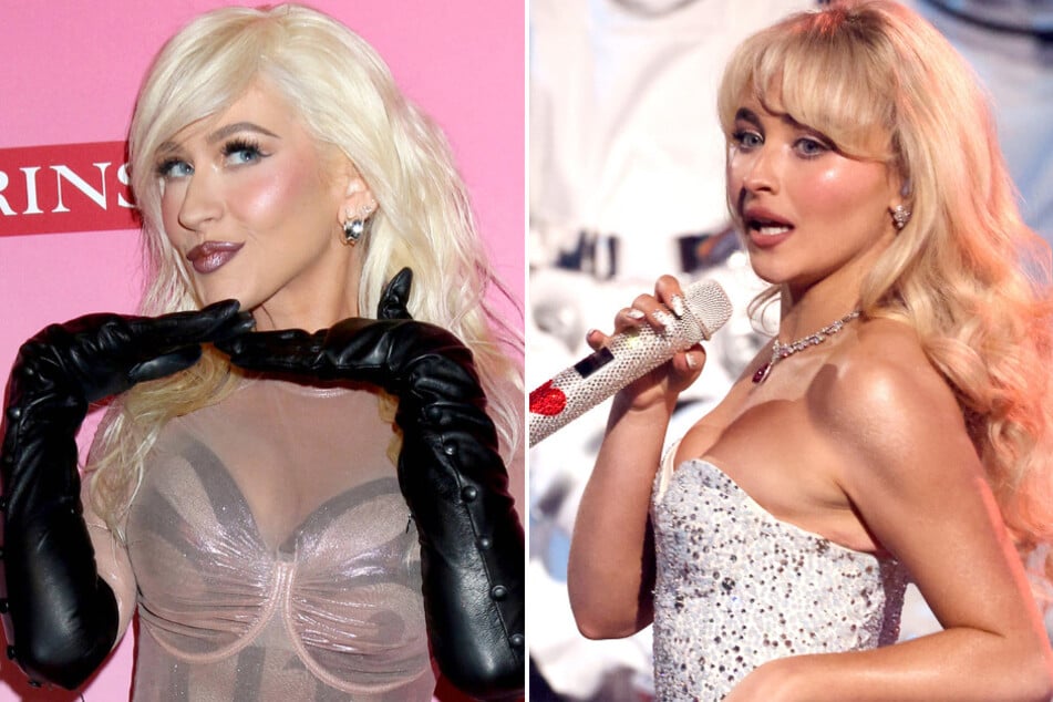 Sabrina Carpenter (r.) received praise from Christina Aguilera in the latest issue of TIME.