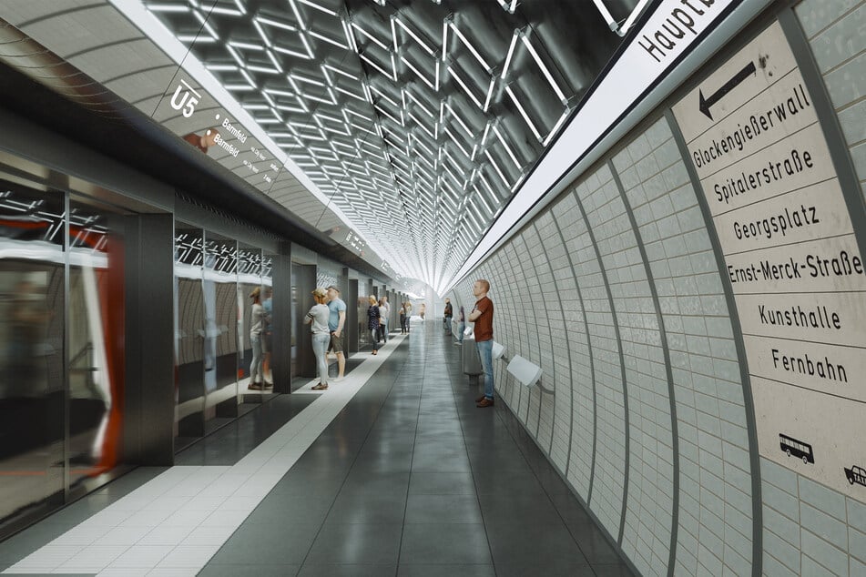 Visualisierung der künftigen U5-Haltestelle am Hauptbahnhof Nord: Eine Jury hat jüngst den Siegerentwurf ausgewählt.