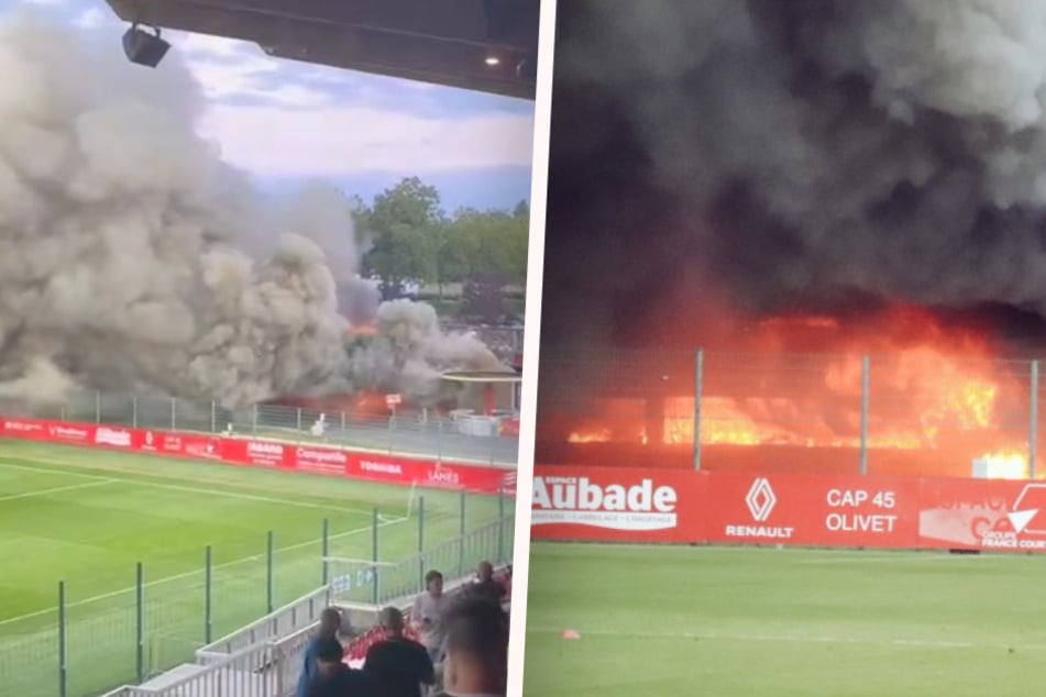 Feuer-Schrecken im Stadion! Drittliga-Spiel muss abgebrochen werden