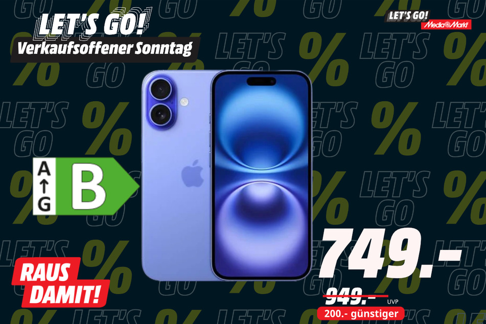 Apple iPhone 16 für 749 statt 949 Euro.