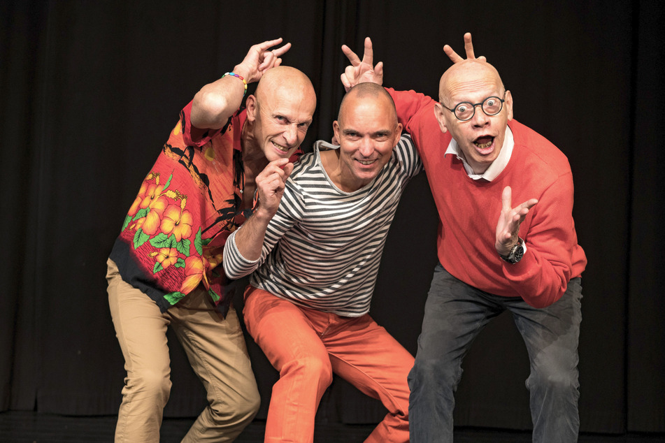 Freuen sich auf viele Spenden: die Mimenstudio-Pantomimen Anton Adasinsky, Michael Meinel und Ralf Herzog (v.l.).