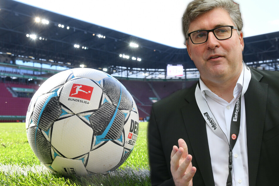 Eintracht-Vorstand Axel Hellmann (48) bereitet vor allem die Zuschauerfrage Bauchweh (Fotomontage).